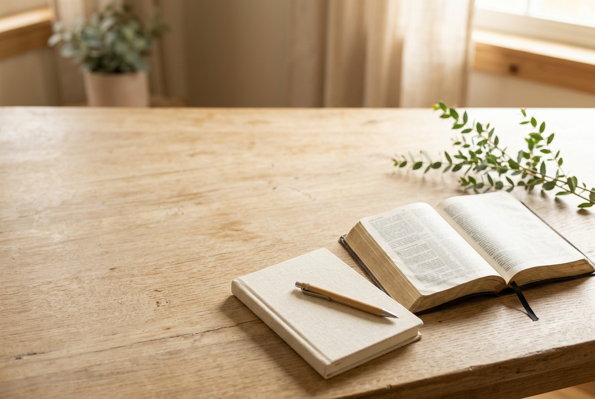 Light-filled Bible study scene for COB Ministry